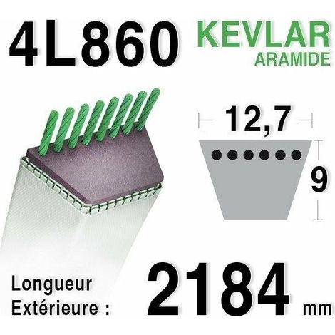 Courroie Lisse Trapézoïdale 4L860 - 12,7 x 8 mm - Longueur 2184,4 mm - Pour Tondeuse Autoportée - 1 Pièce (1/3)