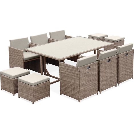 sweeek - Loungeset 6 - 10 Plätze - kompakt verstaubar Beige / Beige (1/5)