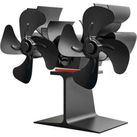 Ventilateur de cheminée, ventilateur thermique à double tête pour poêle à bois, ventilateur de Noël à 8 pales en forme de renne, noir, 20 x 9 x 17 cm (1/5)