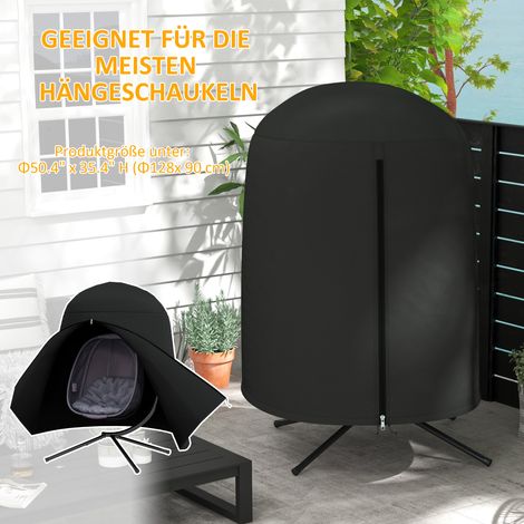 Housse imperméable anti-poussière pour fauteuil suspendu, en polyester, diamètre 128 x 190 cm, couleur noir