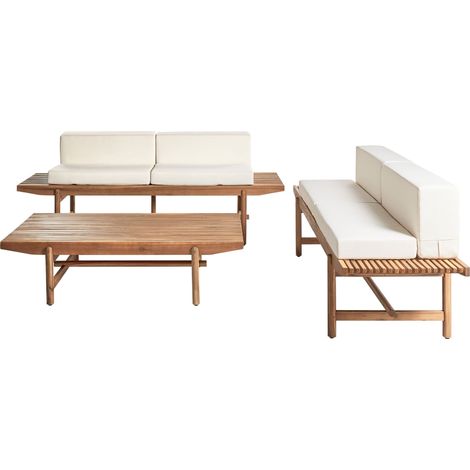 Garden Lounge Set with Table 4 Seater GIAVENO Acacia Wood Off-White (1/5)