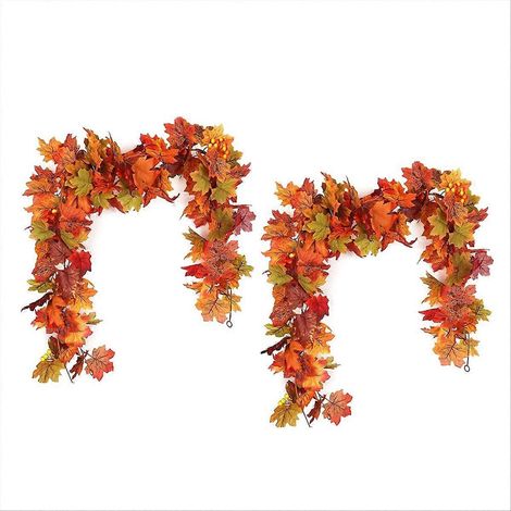 Guirlande de Thanksgiving (2 pièces) - Guirlande artificielle d'automne en feuilles d'érable (1/5)