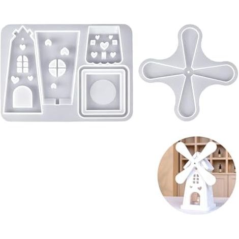 Moulin à vent en silicone avec gravure en forme de cœur, pliable, pour béton, plâtre et résine époxy, décoration et loisirs créatifs (1/5)
