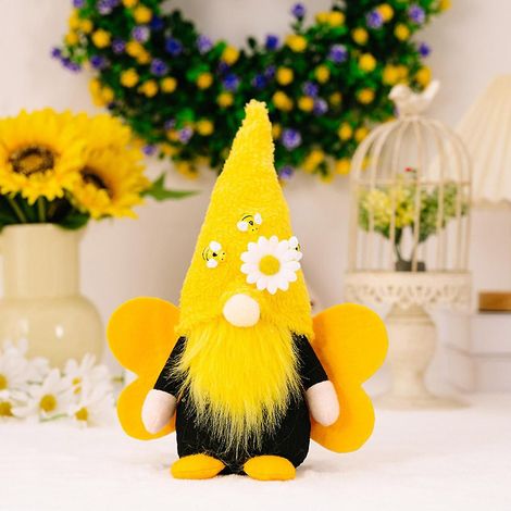 Décoration d'intérieur : Poupée sans visage pour la Journée des abeilles, poupée Daisy Rudolph debout, ornements d'abeilles, décoration de fenêtre (1/3)