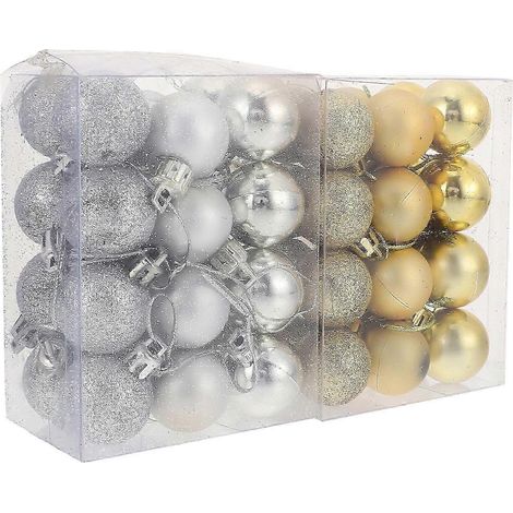 Boules de Noël suspendues, accessoires pour sapin de Noël, ornements suspendus en PVC argenté, 48 pièces (1/3)