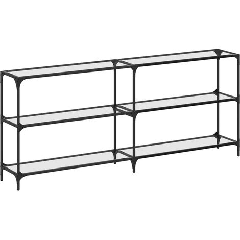 vidaXL Tavolino Consolle Piano Vetro Trasparente 194,5x30x81cm Acciaio (1/5)