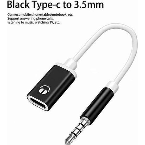 Adaptateur casque analogique rond mâle 3,5 mm vers USB-C femelle, plat, S5J7 (1/5)
