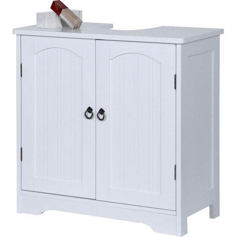 Mueble de lavabo para baño con estante y sifón recortado