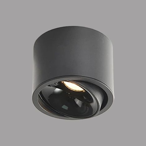 JSSEVN - 2,9-Zoll-zylindrischer LED-Deckenstrahler, verstellbare, halbversenkte Deckenstrahler, Akzentleuchten zur Aufputzmontage (Schwarz-6000K, 10W) (1/5)