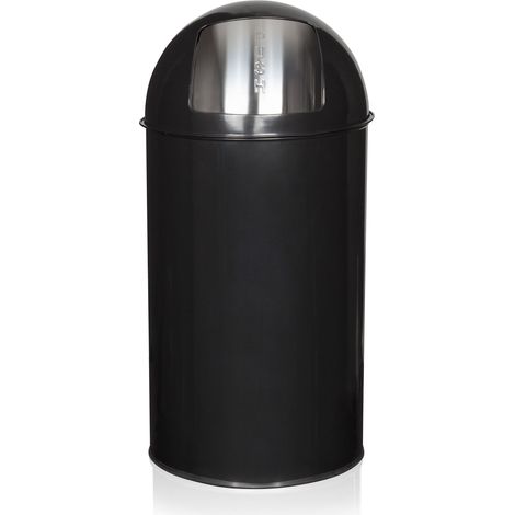 Abfallsammler / Mülleimer PUSH 50L satin schwarz hjh OFFICE