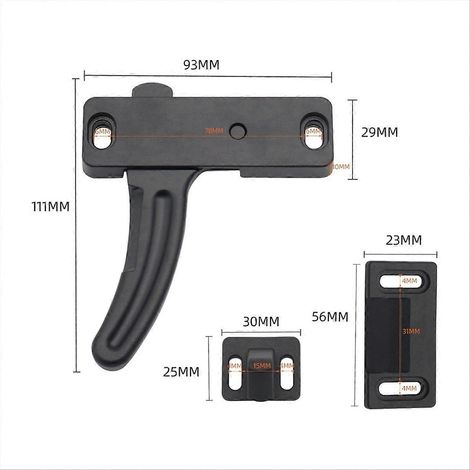 Verrou de porte moustiquaire en alliage, kit de poignée universel pour porte coulissante, ensemble de loquet de remplacement, finition argentée, 2 pièces (1/5)