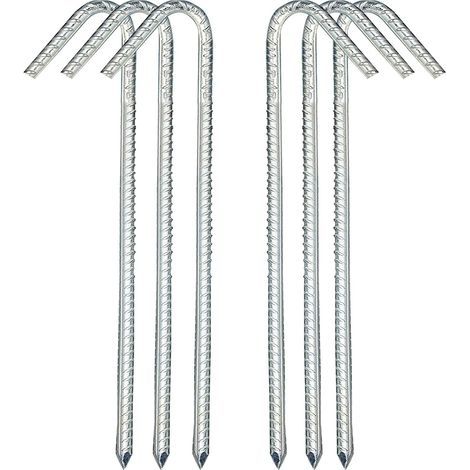 Erdnägel, Stahl-Zeltnägel, Gartennägel, Rahmennägel, Gartenpflöcke, Campingnägel, Zelte, Trampolin, Zaun (30,5 cm, 6er-Packung) (1/5)