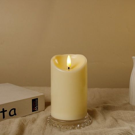 1 Candela da esterno impermeabile con luce LED, senza fili e sicura, 7,5 x 12,5 cm, candela LED lampeggiante, timer e funzionamento a batteria, plastica (1/4)