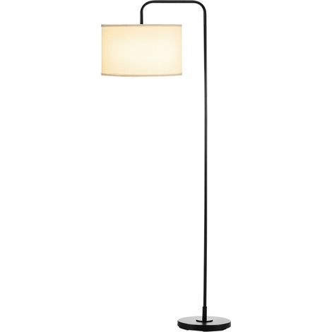 Lampadaire sur pied salon en métal noir moderne avec abat-jour câble de 180 cm 64 x 38 x 163,5 cm noir (1/5)