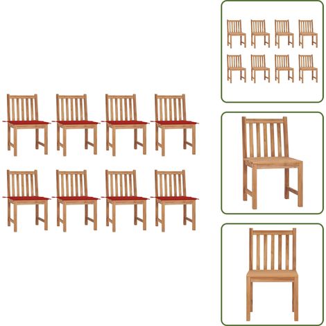 Gartenstühle 8 Stk. mit Kissen Massivholz Teak - Teakholzmöbel - Gartenstühle - Outdoormöbel - Esszimmerstühle - Balkonmöbel (1/5)