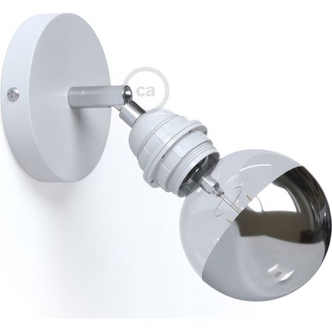 Fermaluce Metallo 90° con portalampada filettato E27, punto luce in metallo orientabile (1/5)