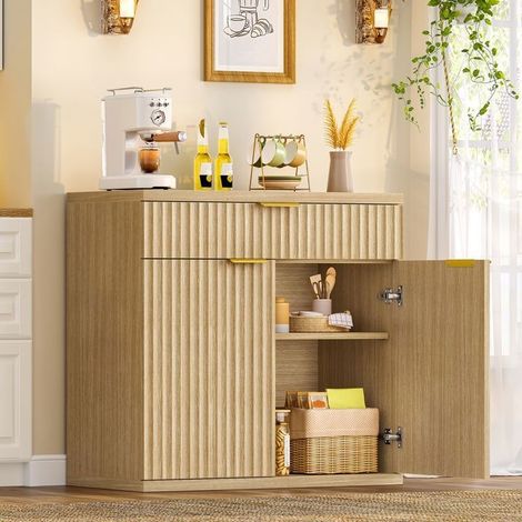 Buffet - TEENFON - 1 Schublade und 1 Tür - Verstellbares Regal - 80 x 38 x 80 cm (1/5)