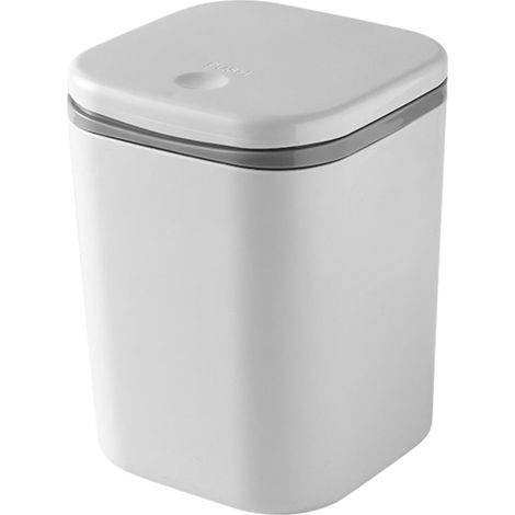 Cestino compatto da scrivania con coperchio a chiusura ammortizzata, ideale per ufficio, camera da letto e dormitorio (bianco) (1/5)