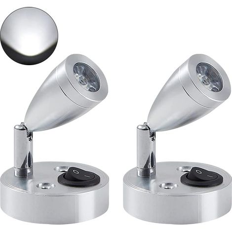 3W 12V LED Spot Lampe de Lecture, 2 Pièces Applique Murale dintérieur avec Interrupteur,pour Camping-Car(argent) (1/5)