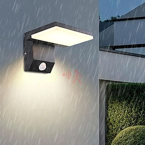 LED Exterieur Applique Murale avec Détecteur de Mouvement Éclairage Mural IP65 Étanche Lampe Murale 180° Rotative Aluminium Décoration pour Entrée Terrasse Jardin (Lumière Neutre,Noir) (1/5)