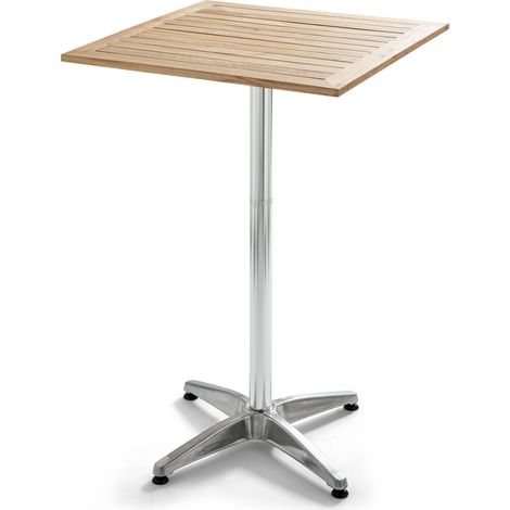Table haute mange debout carrée en aluminium et bois (1/5)
