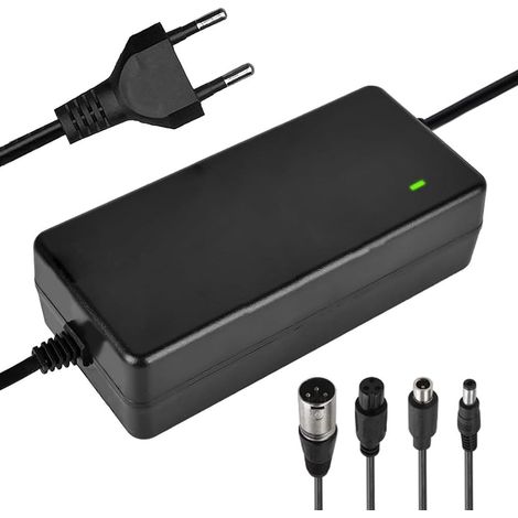 Ladegerät für Elektroroller, 42V 2A Universalladegerät für Hoverboard, Elektroroller, Xiaomi M365 / Pro 2, Driftboard, Universalladegerät mit 3 Anschlüssen (EU) (1/5)