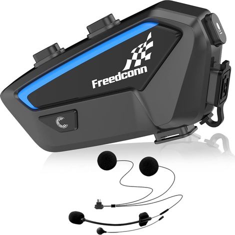 FX Casque de Moto Bluetooth avec Interphone Motards, Partage de Musique, Réduction du Bruit, Radio FM, Système de Communication Universel