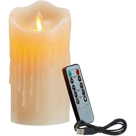 Bougies LED, bougies sans flamme vacillante, bougies rechargeables, bougies en cire véritable avec télécommande, 12,5 cm (1/5)