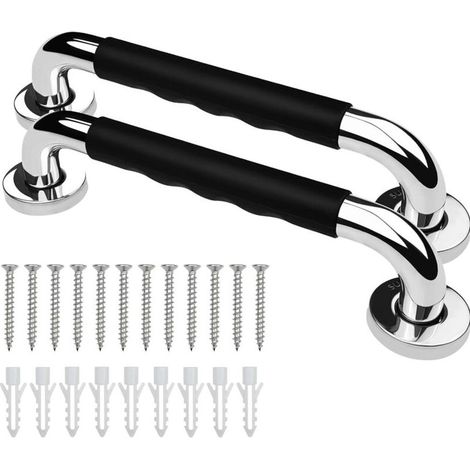 Barre d'Appui WC, 30cm Lot de 2 Antidérapante Barre d'Appui de Salle de Bain, Barres Douche Baignoire Main Courante Inoxydable Maintien Poignée Douche Âgées/Handicapées/Enfants/Enceinte