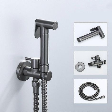 Ensemble d'accessoires pour bidet et WC à main en laiton, robinet de bidet noir, douche à jet d'eau pour salle de bain (1/4)