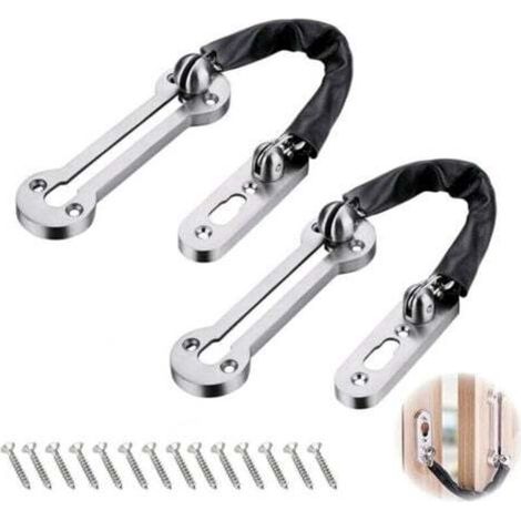 cadenas de seguridad de cuero sintético plateado para puertas correderas con tornillos para casas, hoteles y apartamentos. (1/4)