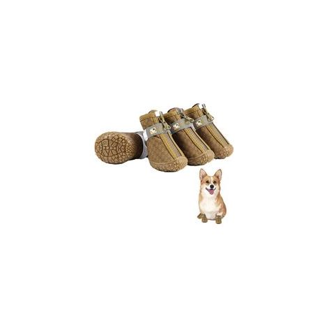 Bottines imperméables pour chien, chaussures de randonnée pour petits chiens, chaussures pour chiots pour trottoirs chauds et neige en hiver, marron (1/4)
