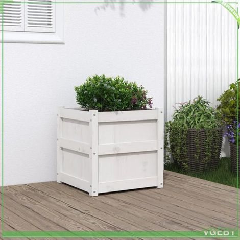 Jardinière - FAFEICY - 837416 - Bois de pin massif - 50x50x50 cm - Blanc (1/5)