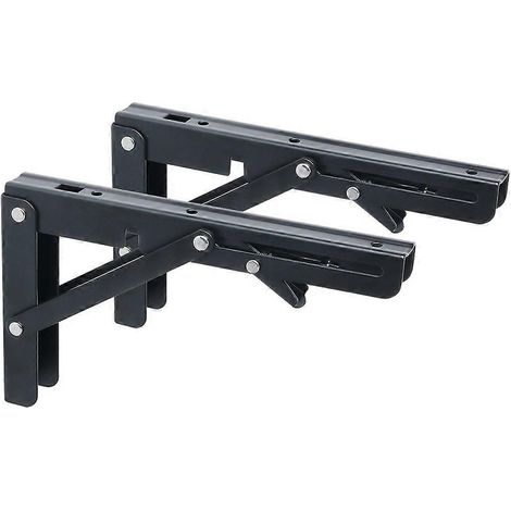 Support d'étagère pliable robuste, fixation murale, 200 mm x 120 mm, noir (1/5)