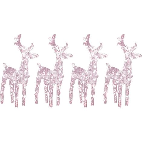 4 pcs Rennes de Noël,Décoration de Noël 160 LED Blanc chaud Acrylique CFW87694 (1/5)