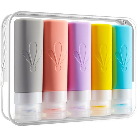 Silicone Travel Bottle 90ml, Airplane Accessories Kit, Triple Layer Leak Proof Travel Container, - For Shampoo, Lotion (1/5)