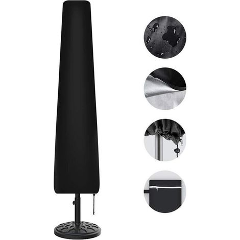 royaluxe -Housse de parasol de terrasse, housse de parasol imperméable pour parasol extéri de 7 à 9 pieds, housse de parasol avec poussoir, noire (1/3)