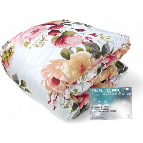 Trapunta Fiocco Sanderson Fiore Delicato Rosa – Invernale 300 gr/mq, Microfibra Morbida, 4 Punti Calore – Made in Italy 2 PIAZZE