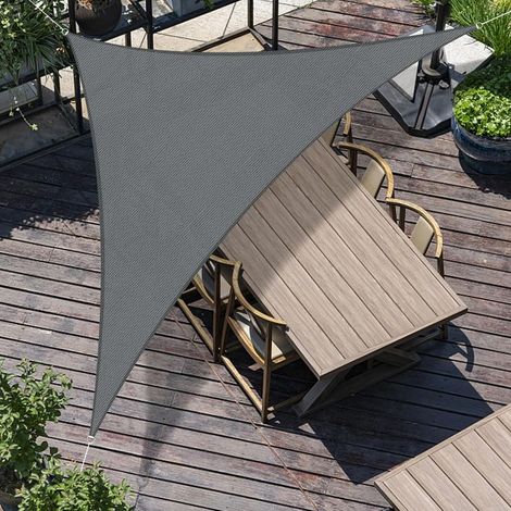 Store triangulaire 3 x 3 m - Protection solaire extérieure grise en PEHD