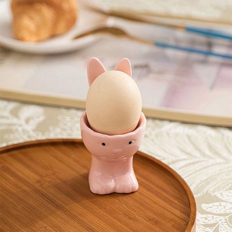 Tasses à œufs en céramique avec lapin de Pâques, figurines créatives de printemps, centre de table pour petit-déjeuner, fêtes et repas. (1/4)