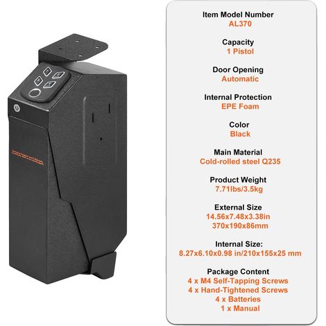 Caja fuerte para armas, acceso biométrico avanzado, construcción de acero resistente, 1 pistola Bounce (1/2)
