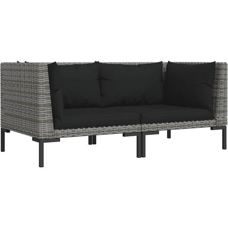 Maison Exclusive - Divani da Giardino 2pz con Cuscini in Polyrattan Mezzo Tondo