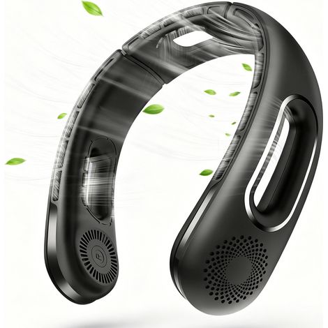 Ventilateur sans col à lame portable, 4 vitesses, grande capacité 3000mAh, petit ventilateur de poche rechargeable par USB - noir (1/5)