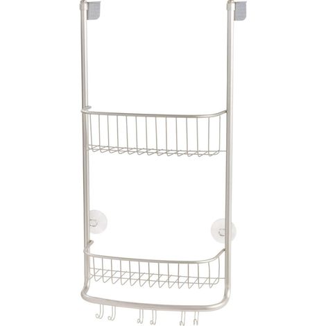 Panier De Rangement Suspendu - Porte-Savon Douche Avec 2 Paniers En Maille Et 3 Crochets Doubles - Pour Cabine De Douche Ou Baignoire - Argent (1/5)