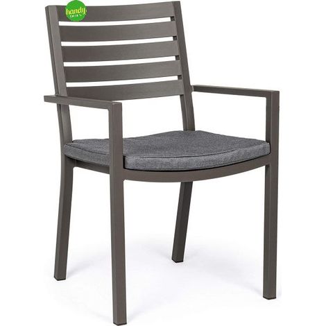 Sedia In Alluminio Con Cuscini Helina Coffee (1/4)