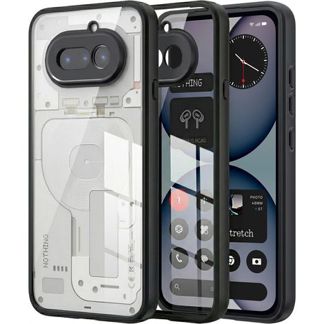 Funda para teléfono Nothing (4a), Fusion Hybrid, transparente con marco negro. (1/5)