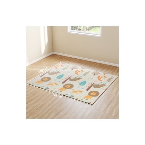 Tapis de jeu bébé 196 x 176 x 1,5 cm pliable, tapis d'éveil double face multicolore (1/5)