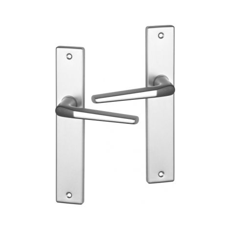 Ouvre&Déco – Poignées de porte MORZINE sans trou – Aluminium finition anodisée argent F1 – Entraxe 195 mm – Pour épaisseur de porte 35 à 40 mm (1/4)