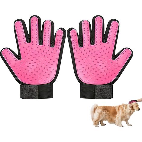 2pcs Pet Grooming Gloves, Effective Hair Removal for Dogs, Cats and Horses, Deshedding and Massaging Gloves, 261 Silicone Nubs, for Long or Short Hair, Pink, 1 Pair (1/5)