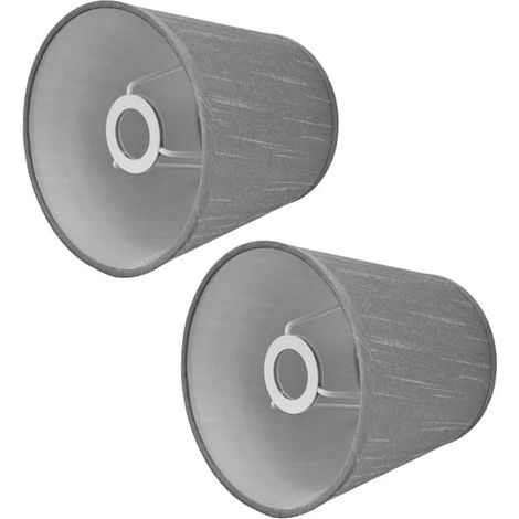Lot de 2 abat-jour en tissu gris argenté pour lustres, lampes de table et lampadaires E14, style européen, 150 mm (1/5)